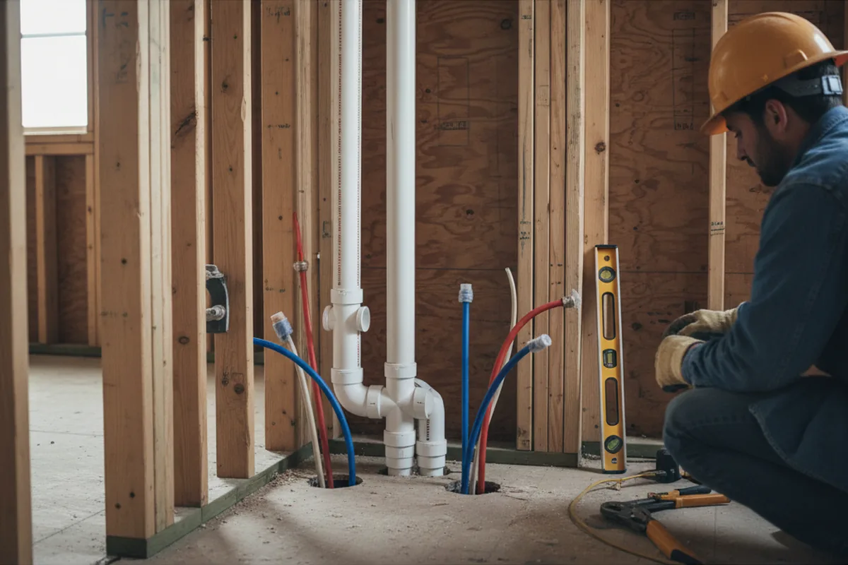 Drain and supply rough-in during Leak Detection in Abilene
