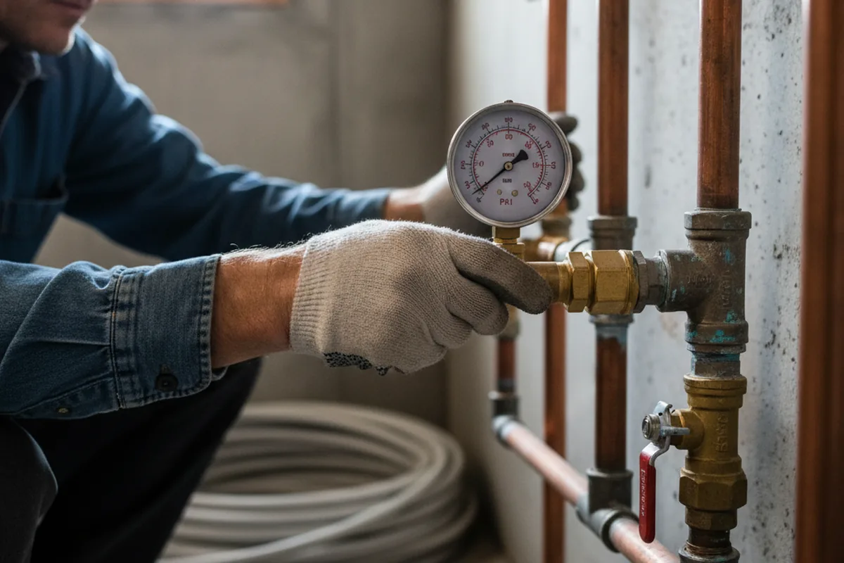 Pressure testing a repaired line during Water Line Repair in Abilene
