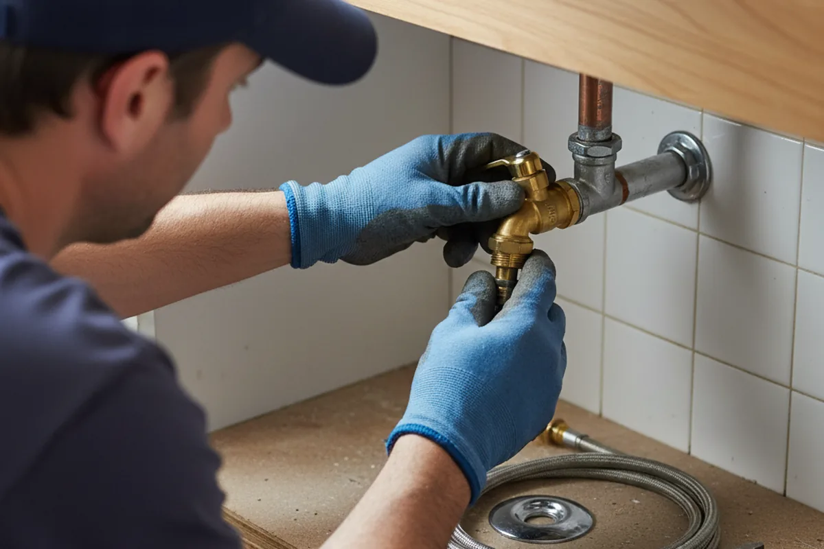 Shutoff valve and fitting work during Burst Pipe Repair in Abilene